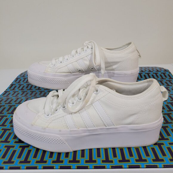 Adidas Shoes - ADIDAS White Platform Canvas Sneaker Size 8.5